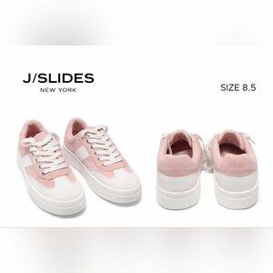 J/SLIDES New York Pink & White Women's Platform Sneakers Size 8.5